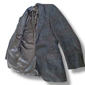Vintage Arnie II Tailored in USA Gray Windowpane Wool Sport Coat 40R Classic Fit